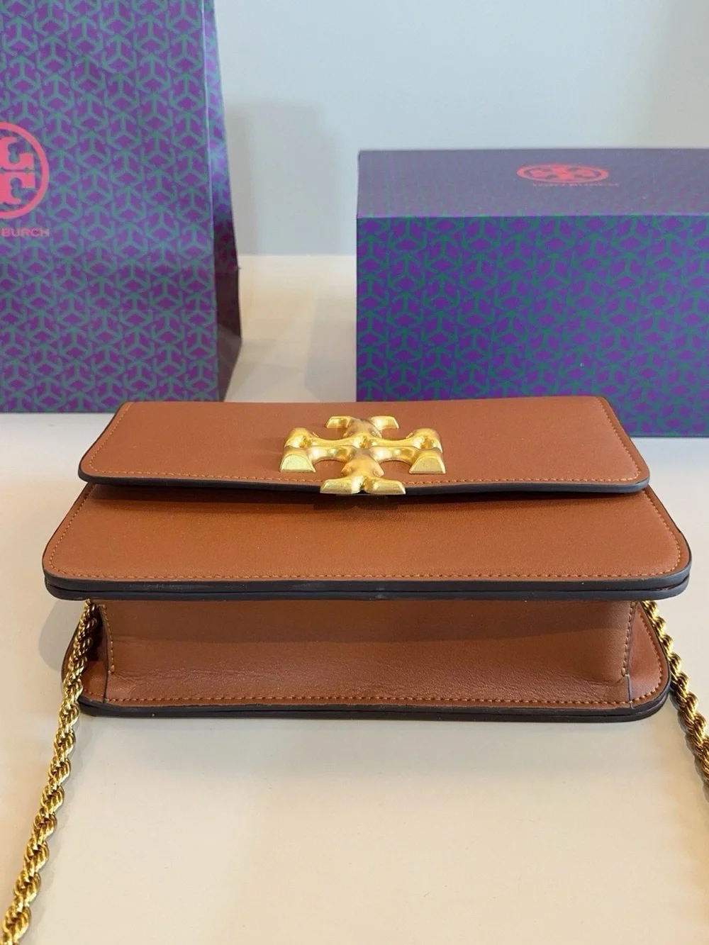 Tory Burch Miller Crossbody Bag in Brown with Gold Logo